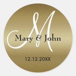 Gouden Bruiloft Monogram Afdichtingen Ronde Sticker