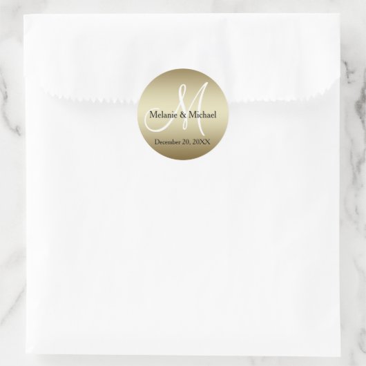 Gouden Bruiloft Monogram Afdichtingen Stickers (Tas)