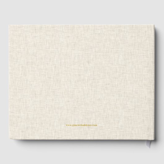 Gouden Bruiloft Monogram Beige Linnen Gastenboek (Achterkant)