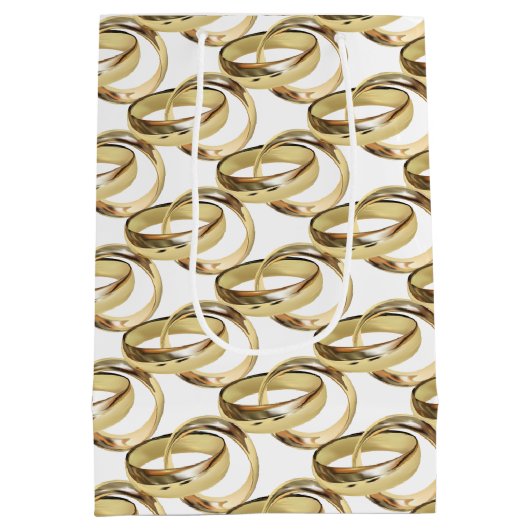 gouden bruiloft op wit medium cadeauzakje (Achterkant)