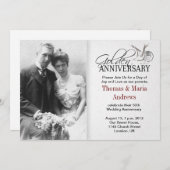 Gouden bruiloft oude trouwfoto uitnodigingen (Voorkant / Achterkant)