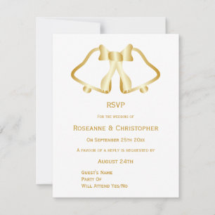 Gouden bruiloft RSVP Kaart bellen en lint