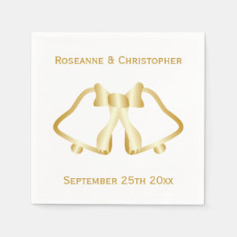 Gouden bruiloft servetten klokken en lint