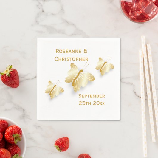 Gouden bruiloft servetten vlinders ontwerp (Insitu)