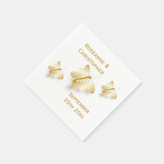 Gouden bruiloft servetten vlinders ontwerp (Hoek)