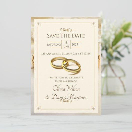 Gouden bruiloft uitnodiging (Staand voorkant)