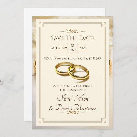 Gouden bruiloft uitnodiging (Voorkant / Achterkant)