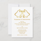 Gouden bruiloft uitnodiging bellen en lint (Voorkant)