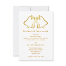 Gouden bruiloft uitnodiging bellen en lint