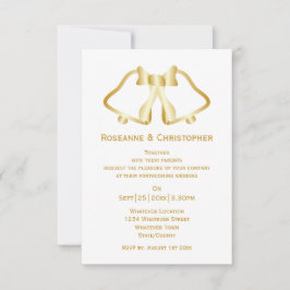 Gouden bruiloft uitnodiging bellen en lint