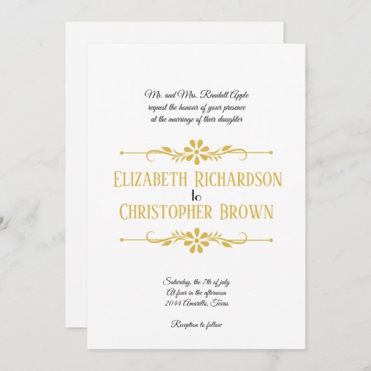 Gouden bruiloft uitnodiging gehost door bruid's ou (Voorkant / Achterkant)