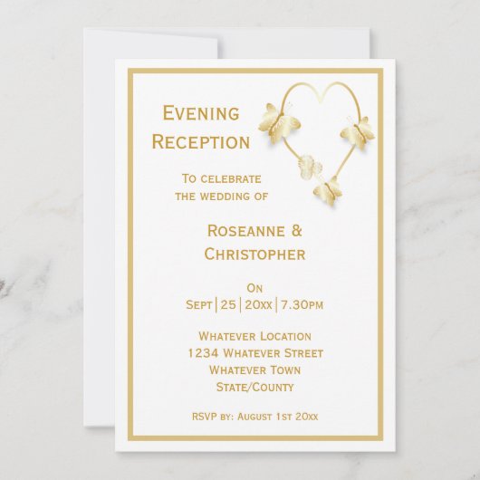 Gouden bruiloft uitnodiging uitnodiging vlinders (Voorkant)