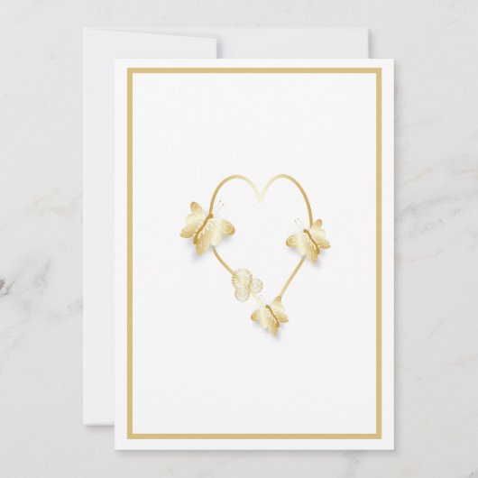 Gouden bruiloft uitnodiging uitnodiging vlinders (Achterkant)