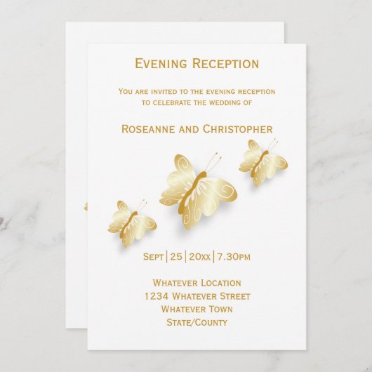 Gouden bruiloft uitnodiging uitnodiging vlinders (Voorkant / Achterkant)