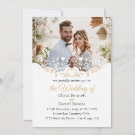 Gouden bruiloft uitnodigingskaart met foto kaart