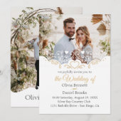 Gouden bruiloft uitnodigingskaart met foto kaart (Voorkant / Achterkant)