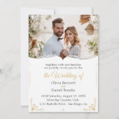 Gouden bruiloft uitnodigingskaart met foto kaart (Voorkant)