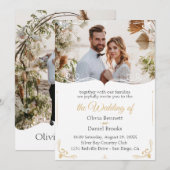 Gouden bruiloft uitnodigingskaart met foto kaart (Voorkant / Achterkant)