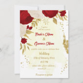 gouden bruiloft voor rode en witte bloemen kaart (Voorkant)