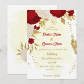 gouden bruiloft voor rode en witte bloemen kaart (Voorkant / Achterkant)