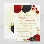 gouden bruiloft voor rode en zwarte bloemen kaart (Voorkant / Achterkant)