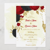 gouden bruiloft voor rode en zwarte bloemen kaart (Voorkant / Achterkant)