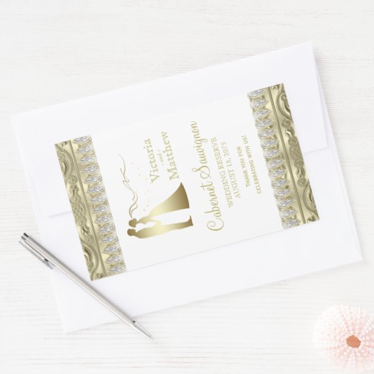 Gouden bruiloft wijn fles etiketten (Envelop)