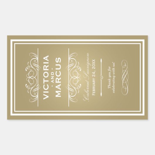 Gouden Bruiloft Wijnfles Monogram Favoriet Labels (Voorkant)