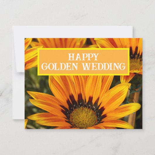 GOUDEN BRUILOFT ZONNEBLOEM KOPPEL BLOEM KAART (Voorkant)