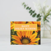 GOUDEN BRUILOFT ZONNEBLOEM KOPPEL BLOEM KAART (Staand voorkant)