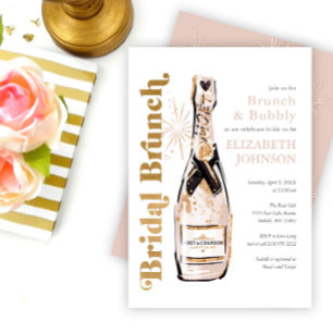 Gouden Bruiloftsbrunch Bruisende Bruiloftsuitnodig Kaart