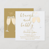 Gouden Bruiloftsbrunch en bubbels QR-code Bruidsui Kaart (Voorkant / Achterkant)