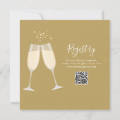 Gouden Bruiloftsbrunch en bubbels QR-code Bruidsui Kaart (Achterkant)