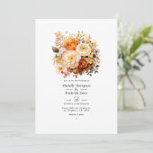 Gouden Bruin Bloemen Lente Bruiloft Kaart (Staand voorkant)