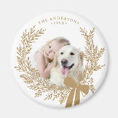 Gouden Bruin Eenvoudige Kerstkrans Foto Magneet (Voorkant)