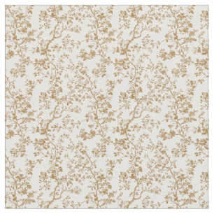 Gouden Bruin Toile met Bloemen en Bladeren Stof