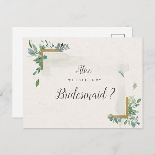 gouden bruine bruidsmaïde Briefkaart (Voorkant / Achterkant)