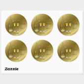 Gouden bruine champagne-Cheers Stylish Wedding Par Ronde Sticker (Vel)