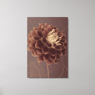 Gouden Bruine Dahlia Botanische Bloem Canvas Afdruk