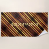 Gouden Bruine Diagonale Strepen Gepersonaliseerd Strandlaken (Voorkant)