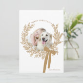 Gouden Bruine Kerst Krans Minimale Foto Feestdagenkaart (Staand voorkant)