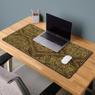 Gouden Bruine Ornamental Desk Mat w / out Monogram