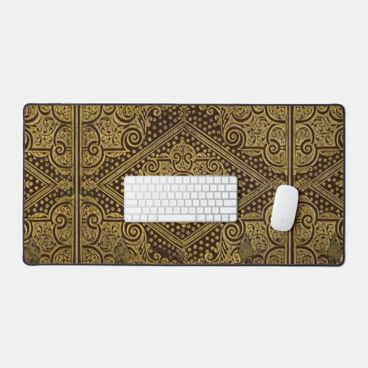 Gouden Bruine Ornamental Desk Mat w / out Monogram (Keyboard & Muis)