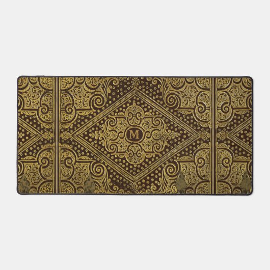 Gouden Bruine Ornamental Desk Mat w / out Monogram (Voorkant)