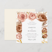 gouden bruine roze roze roze roze bruiloft kaart (Voorkant / Achterkant)