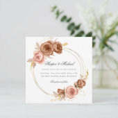 gouden bruine rozen met uitnodiging voor het huwel (Staand voorkant)