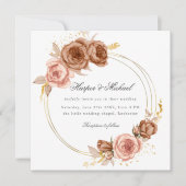 gouden bruine rozen met uitnodiging voor het huwel (Voorkant)