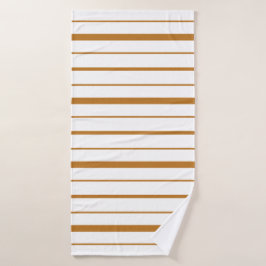 Gouden bruine streepdesign op witte achtergrond badhanddoek