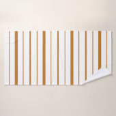 Gouden bruine streepdesign op witte achtergrond badhanddoek (Badhanddoek)