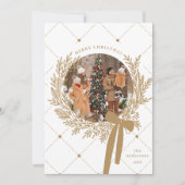 Gouden Bruine & Witte Kerstkrans Foto  Feestdagenkaart (Voorkant)